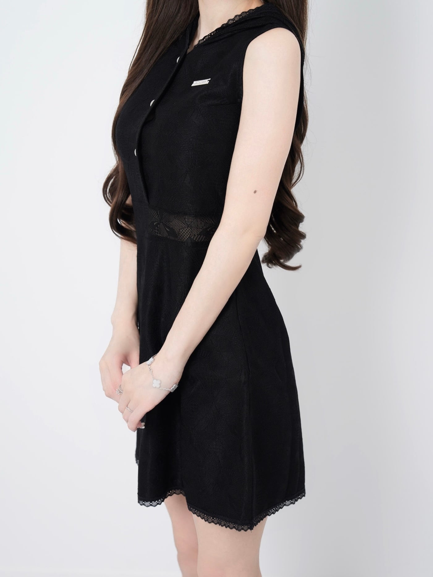 Lace hoodie flare dress