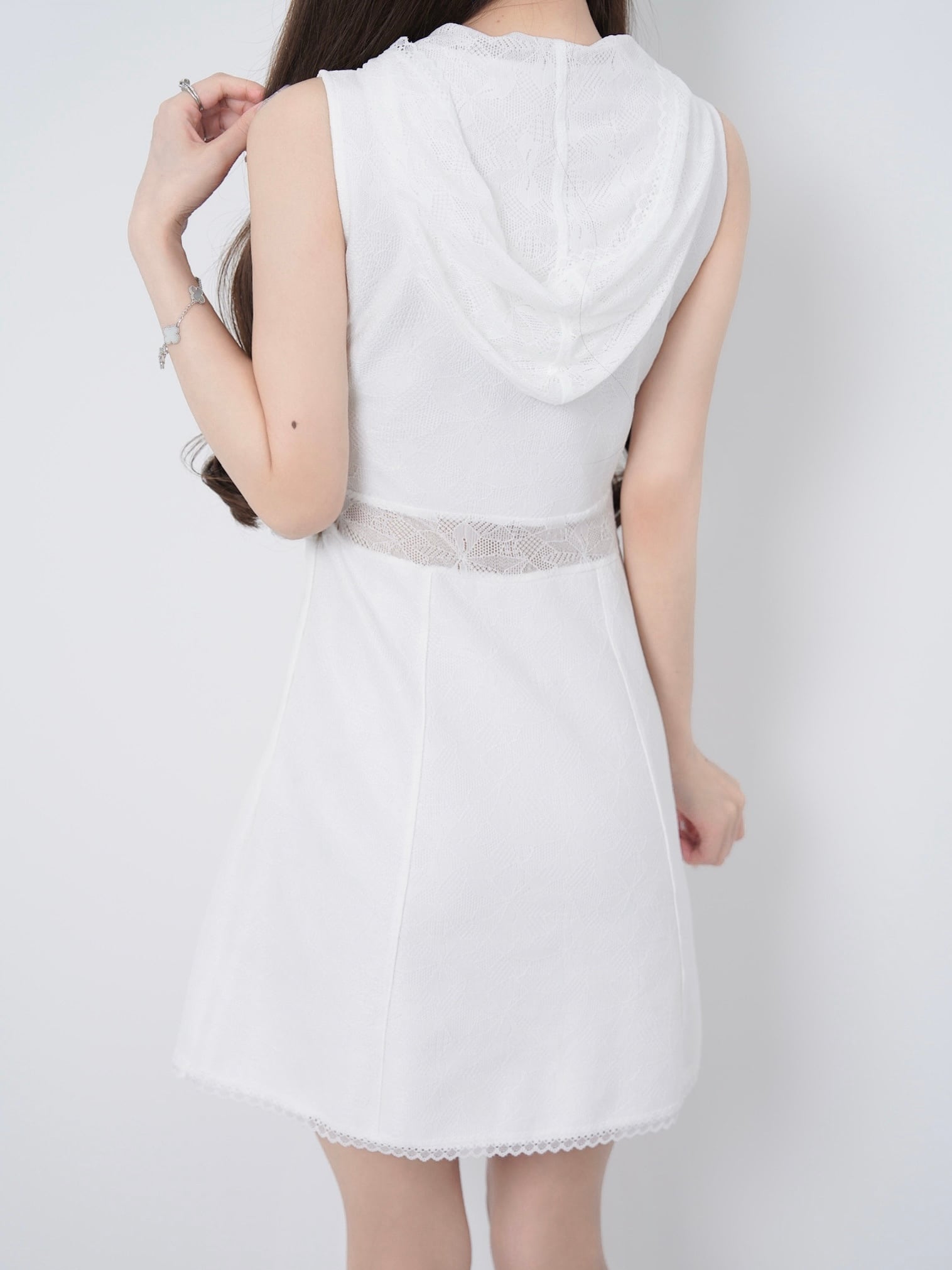 Lace hoodie flare dress