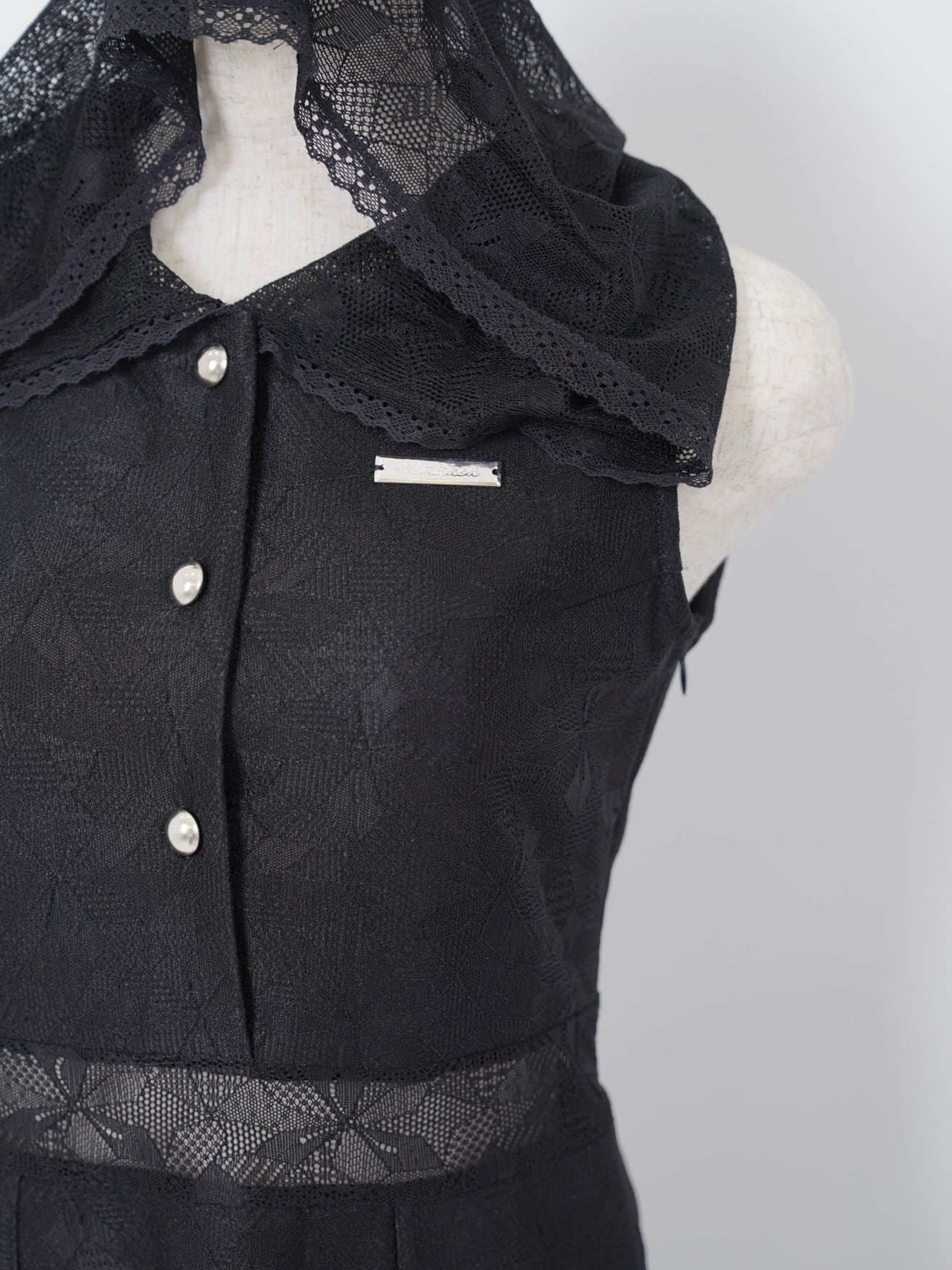 Lace hoodie flare dress