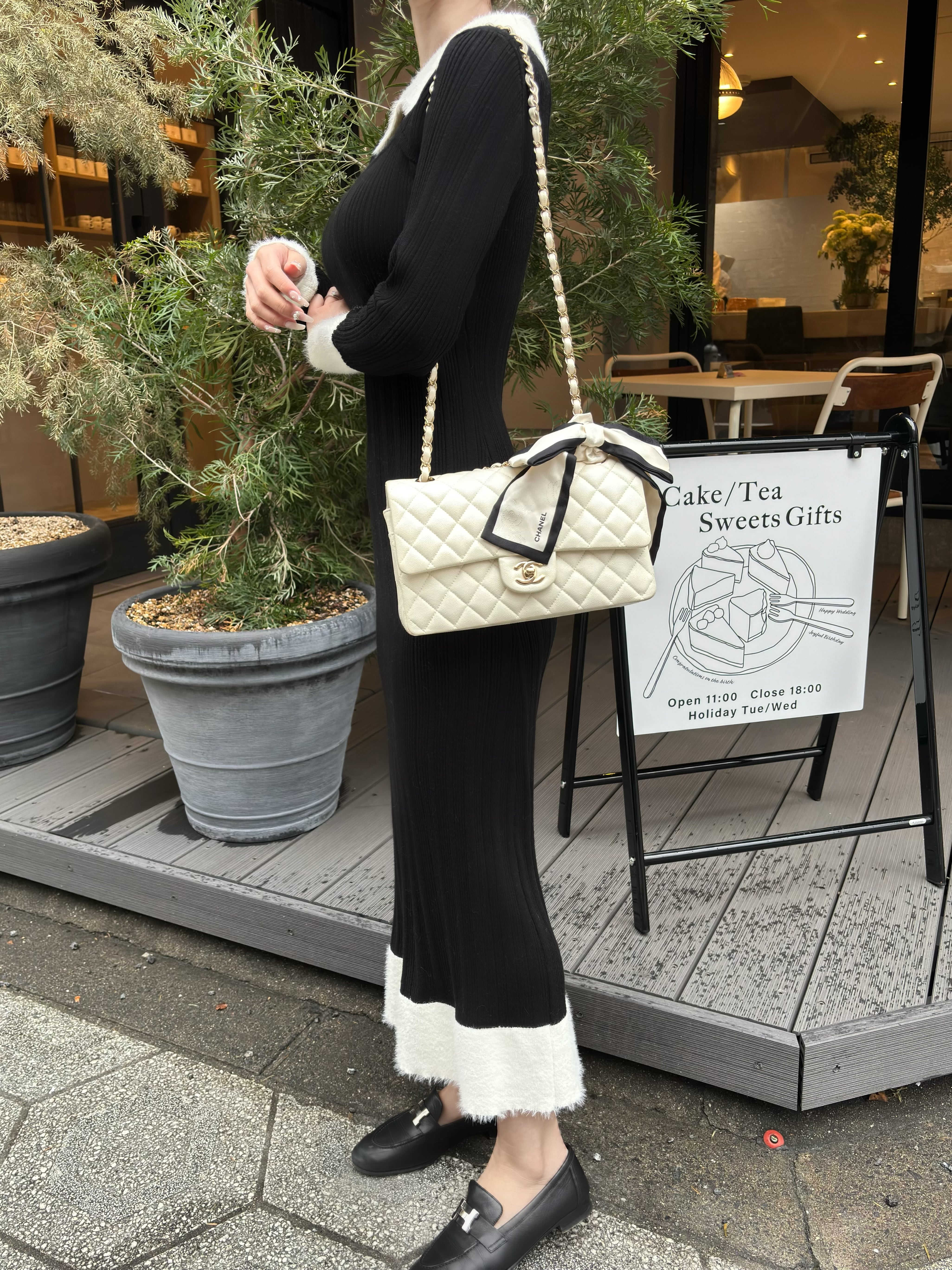 Bi color collar long onepiece