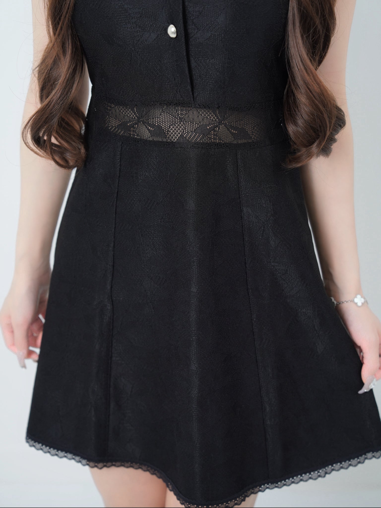 Lace hoodie flare dress