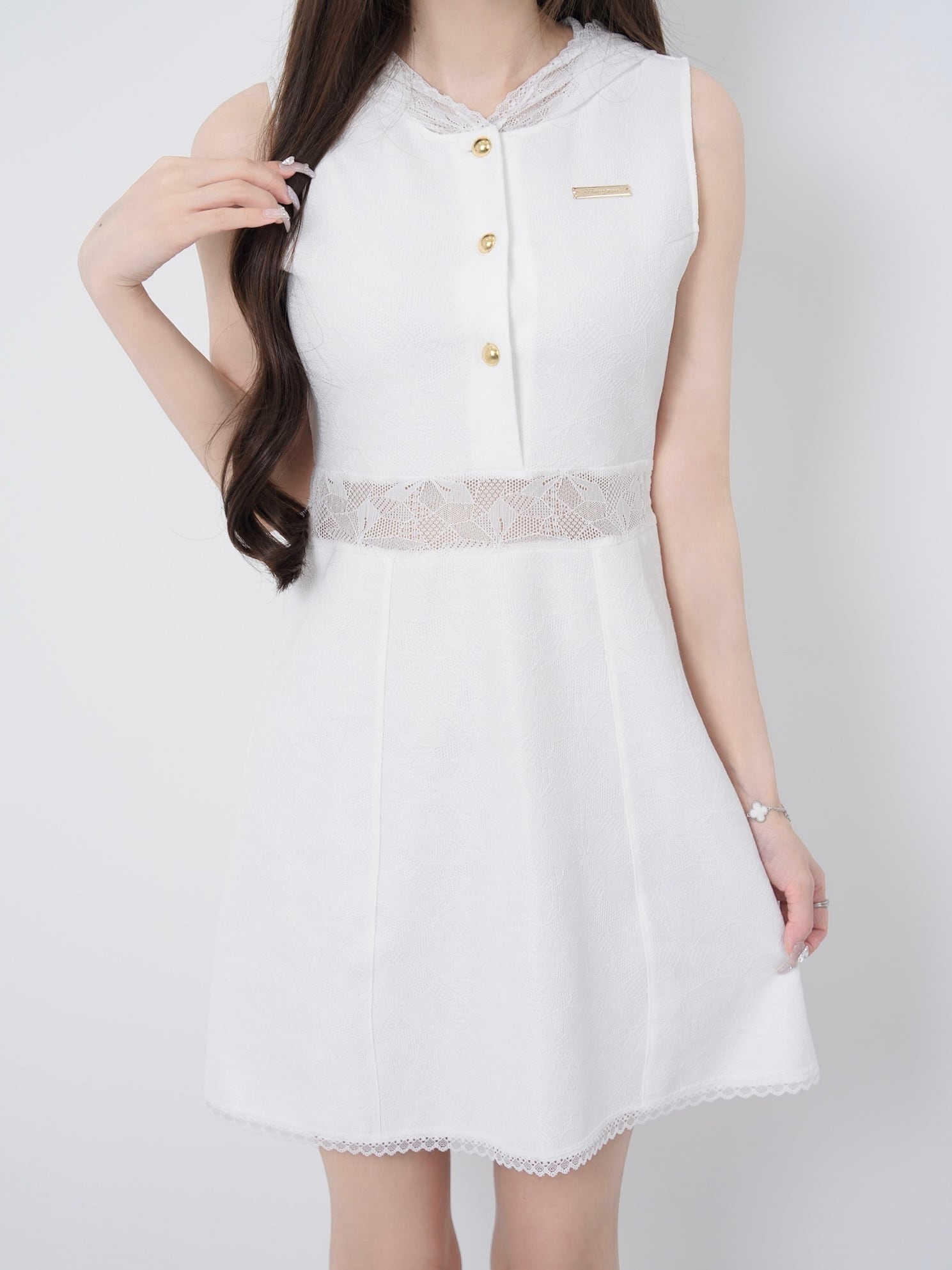 Lace hoodie flare dress