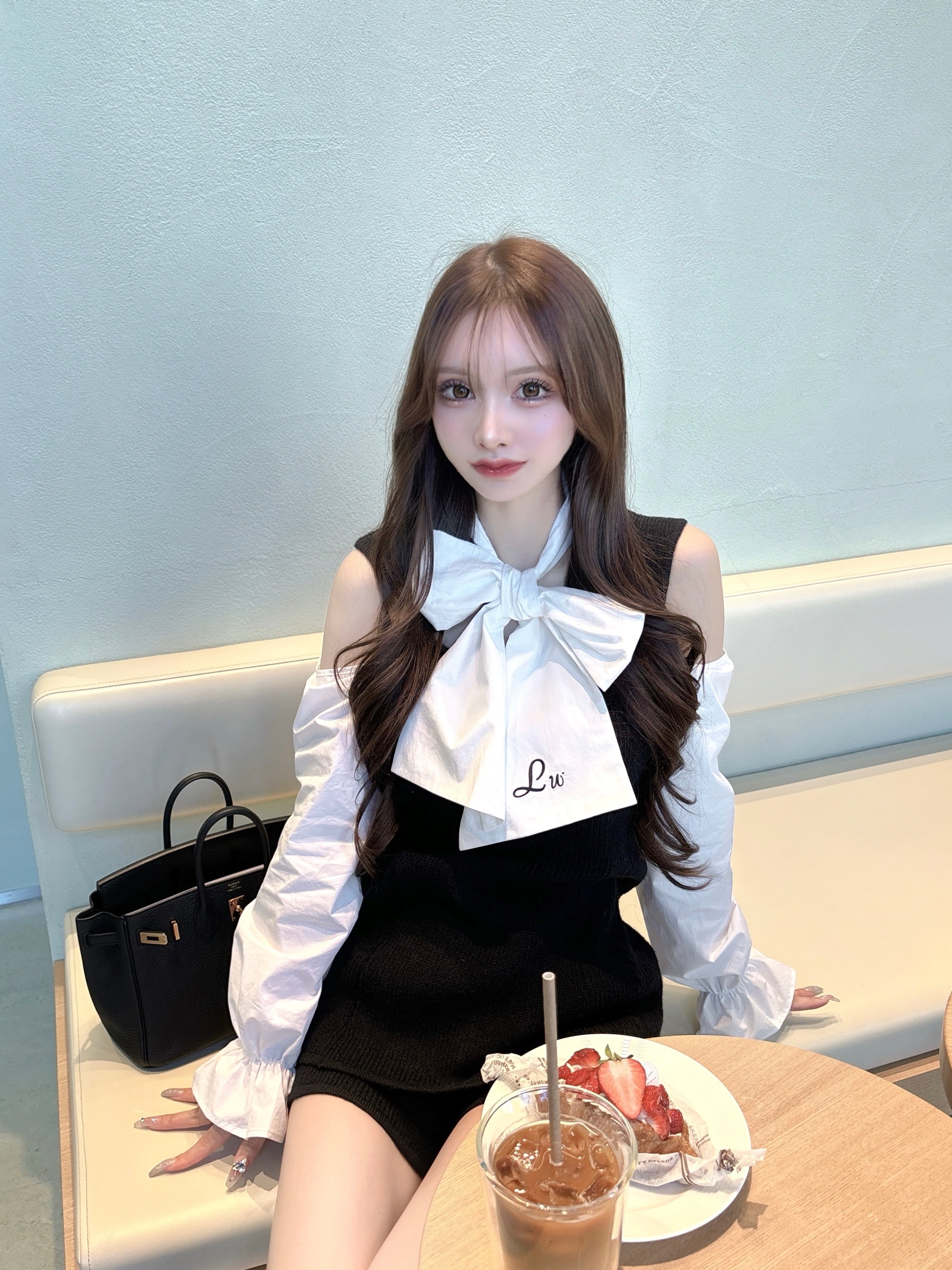 Lu. ribbon docking knit set up