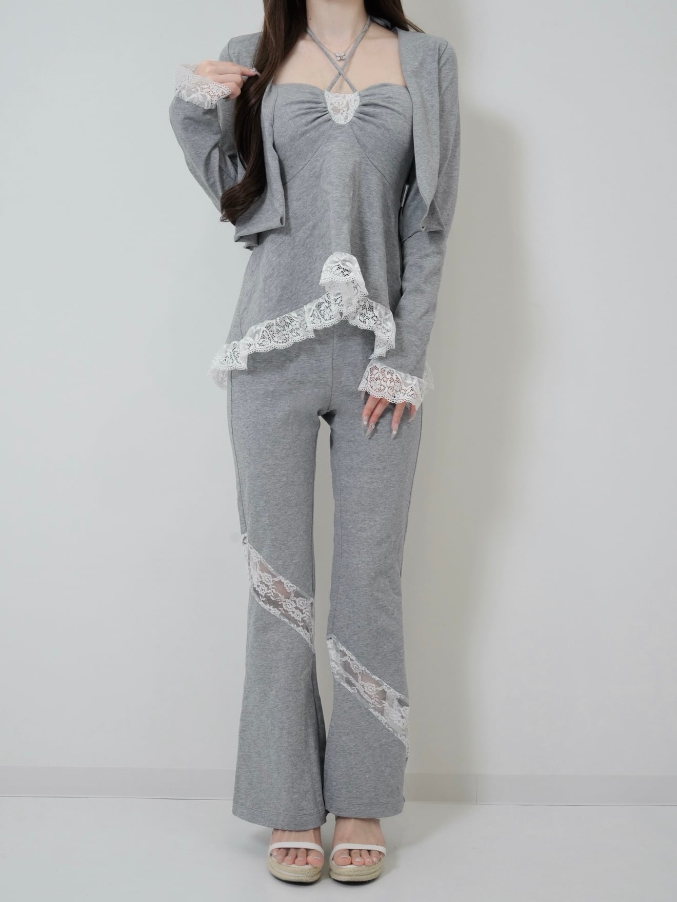 Fluffy girly cotton × lace 3set