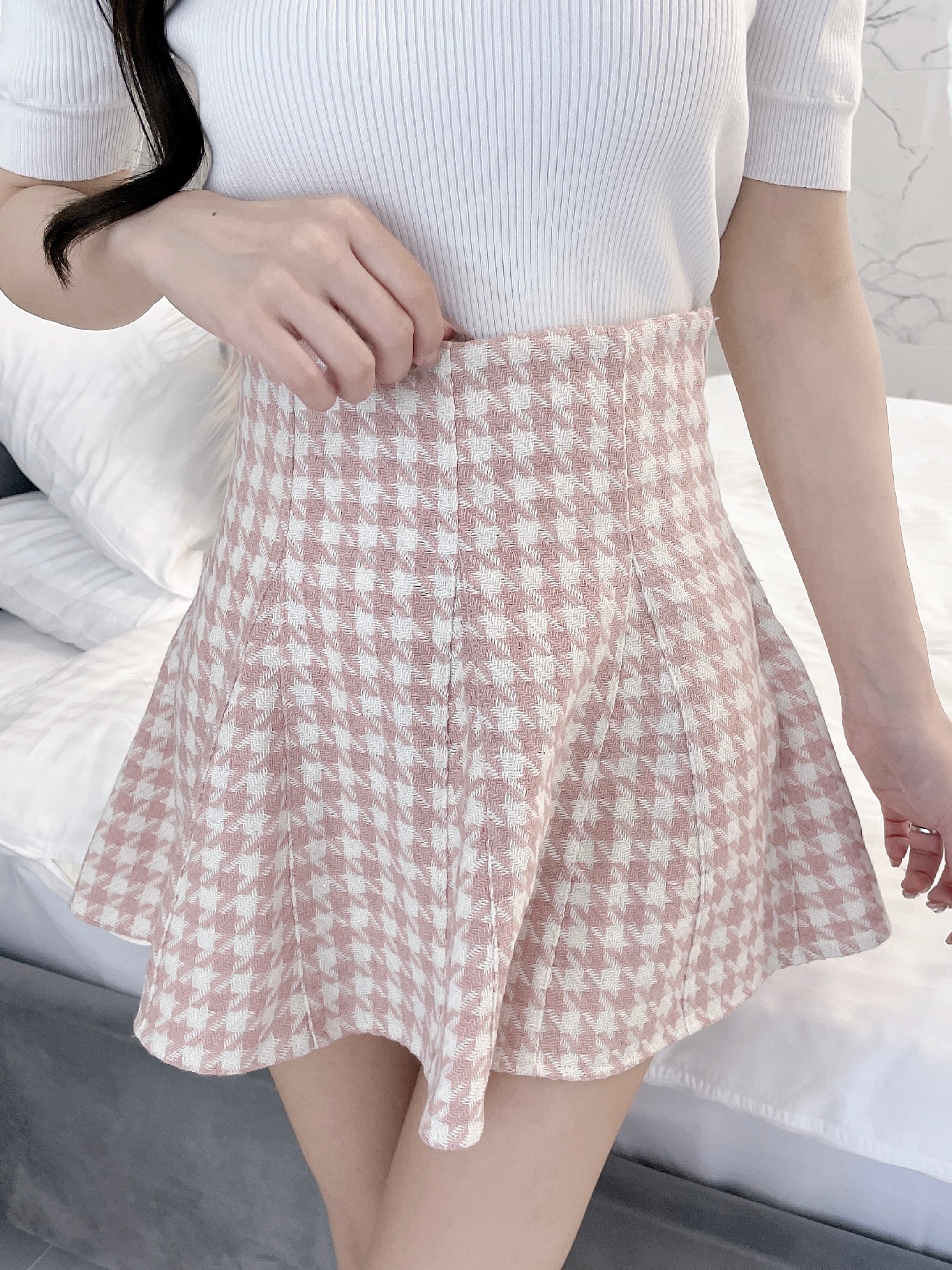 houndstooth high waist skirt