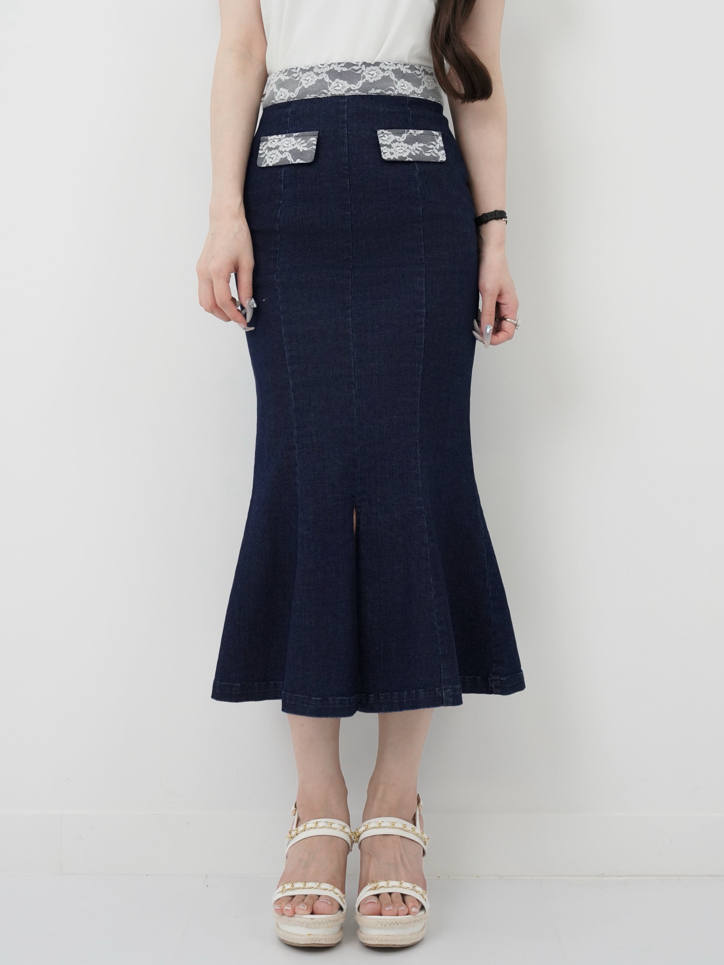 Denim lace mermaid skirt