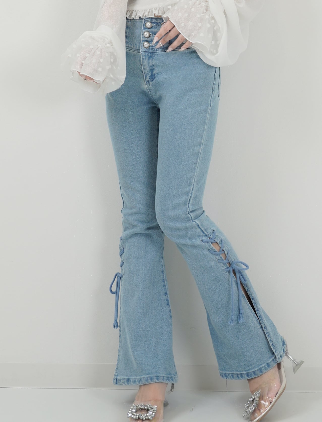 LL ribbon flare denim p
