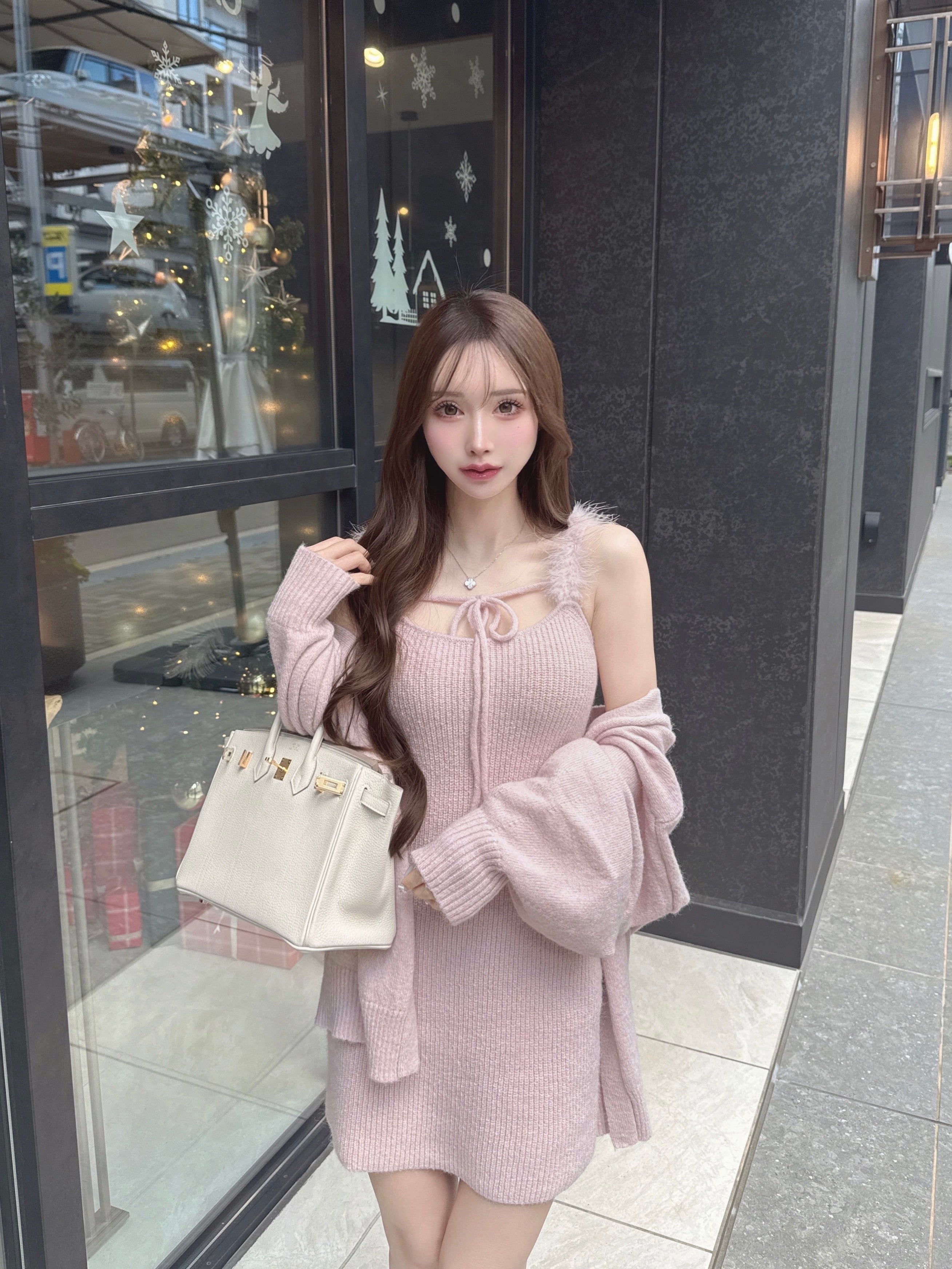 feather ribbon op + cardigan