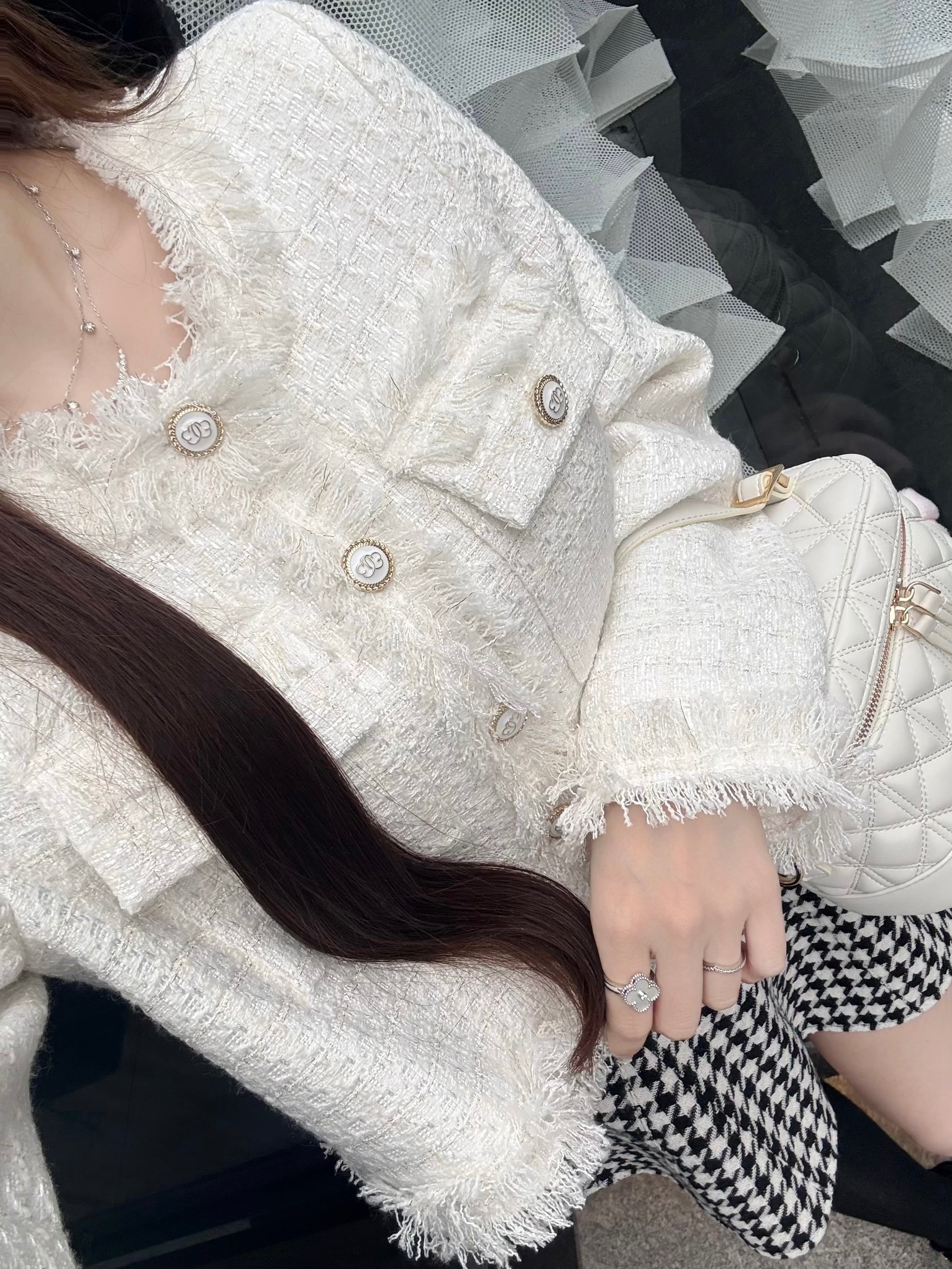 Papillon tweed fringe jacket