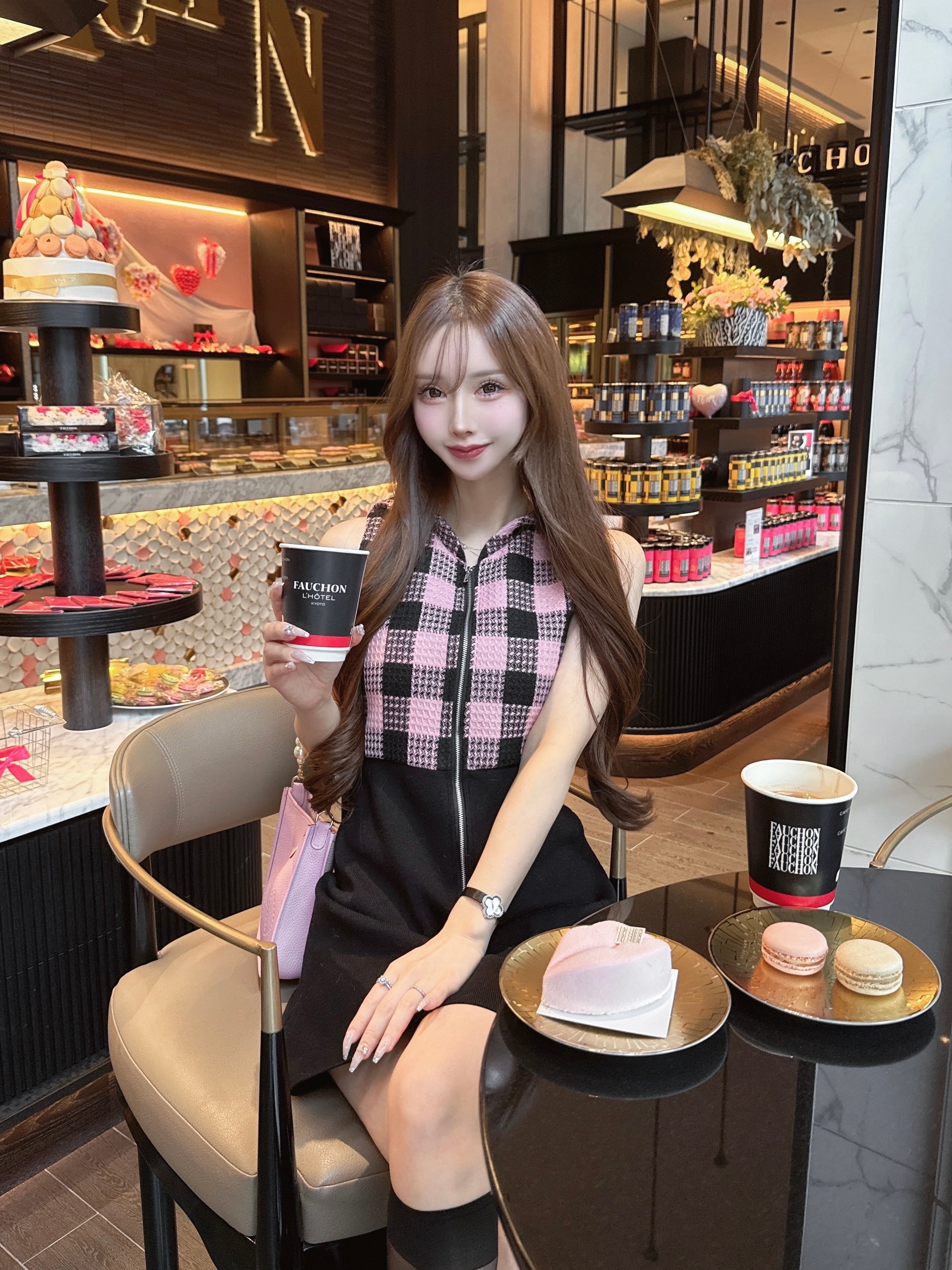 Candy check panel zip dress
