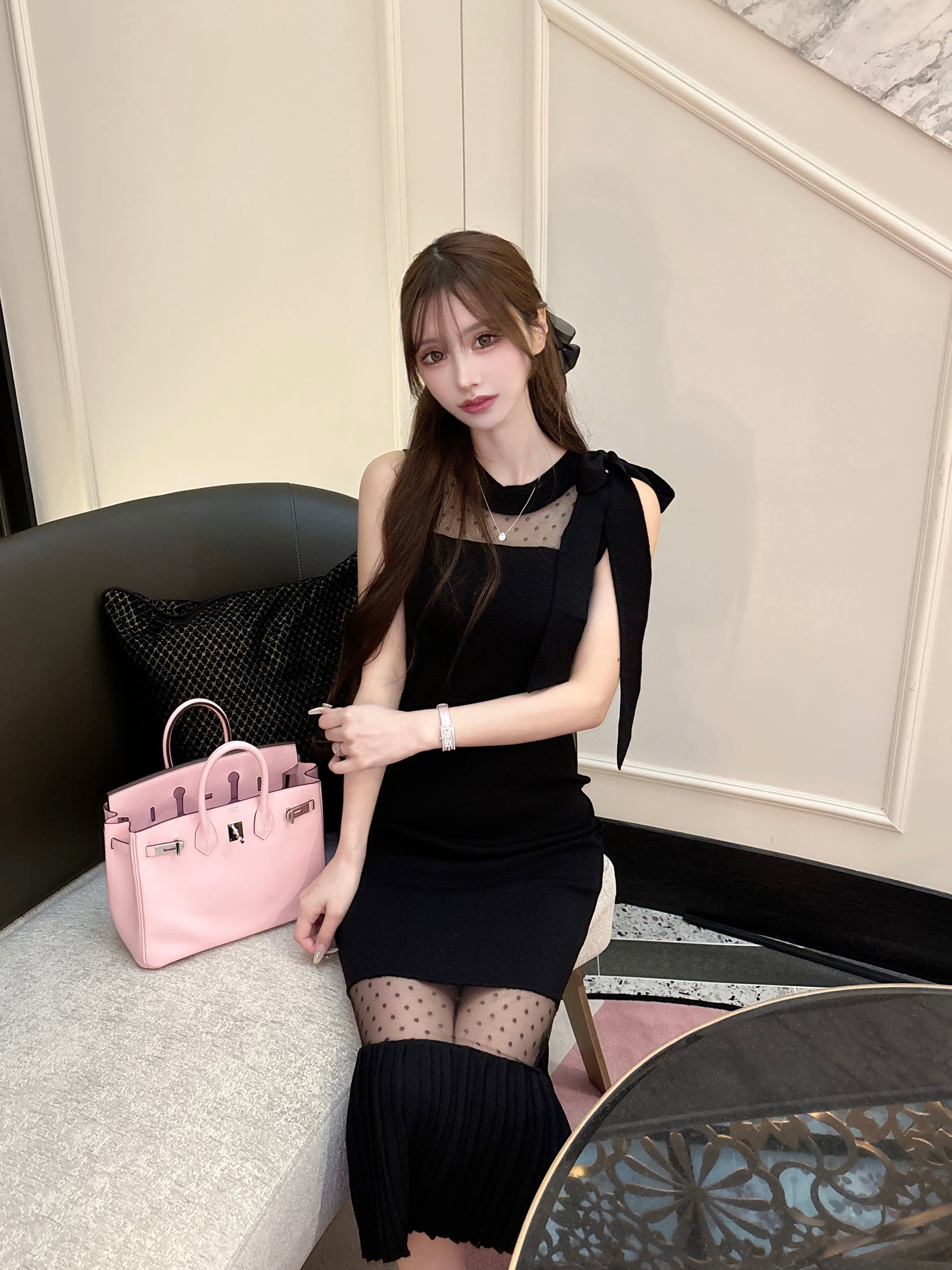 dot sheer pleats long op