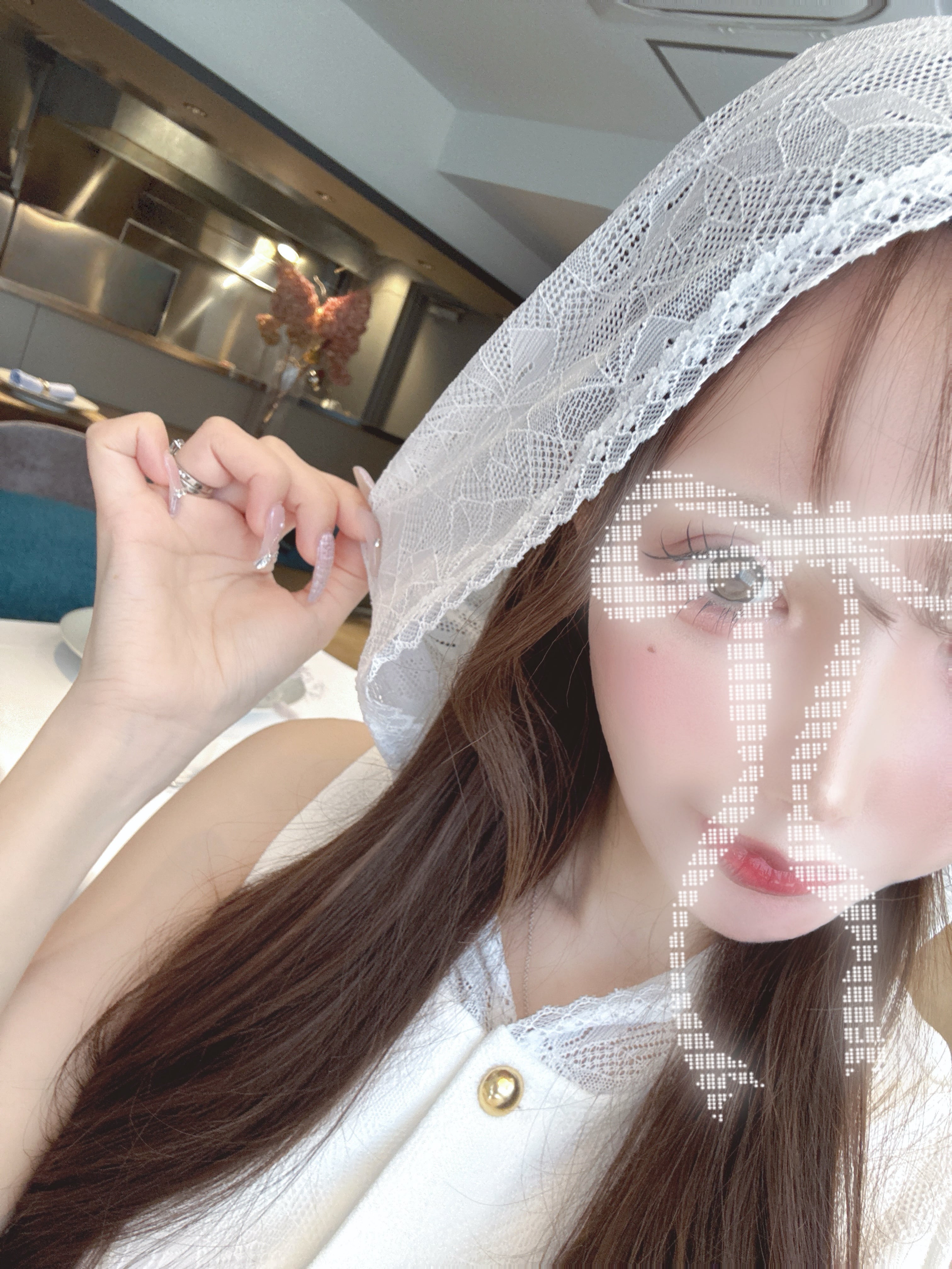 Lace hoodie flare dress