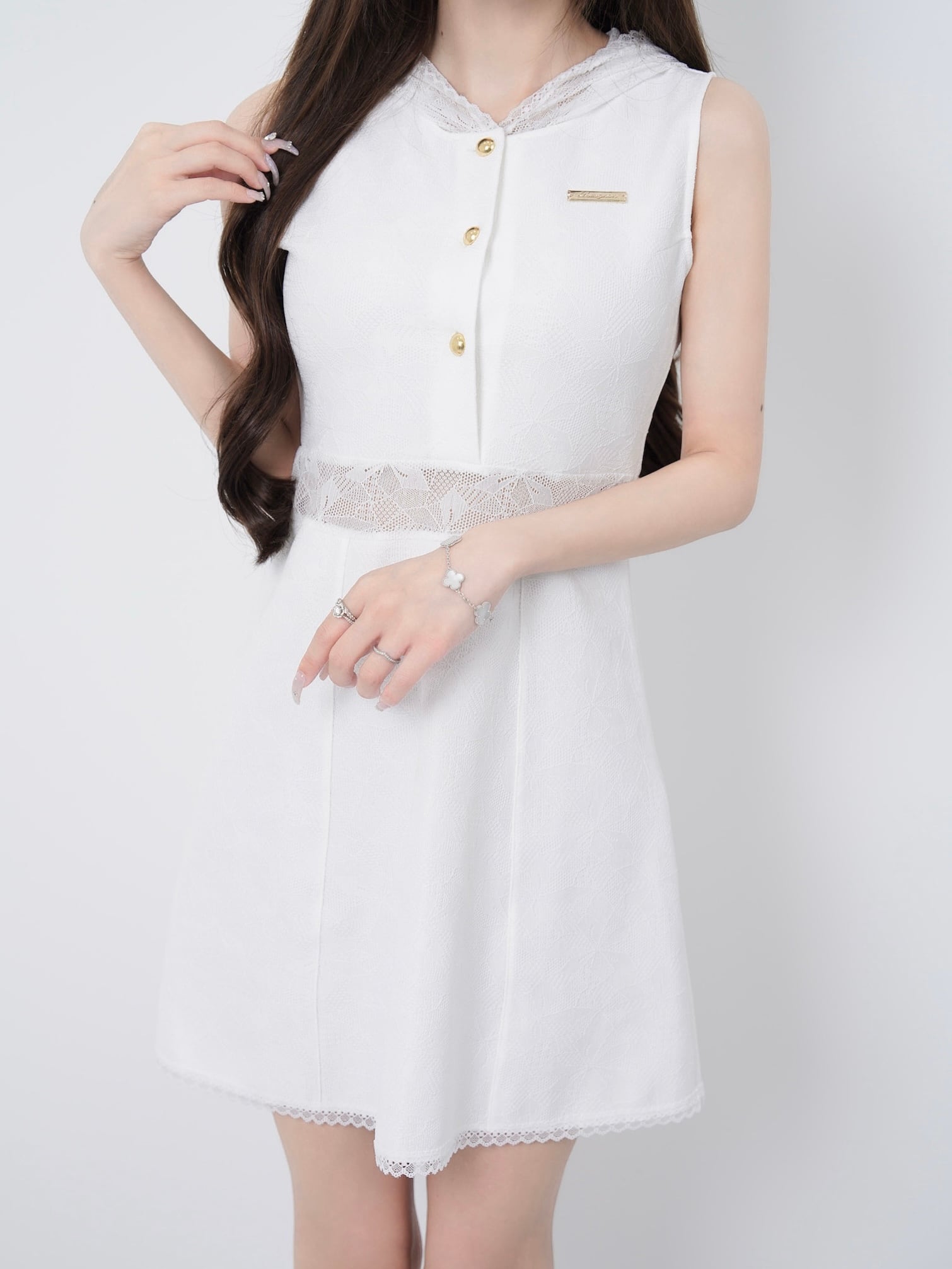 Lace hoodie flare dress